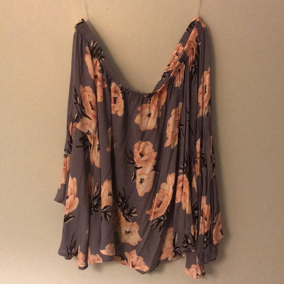 Strapless Long Sleeve Floral Top - Picture 2 of 5